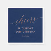 Elegante roze gouden en marineblauwe kalligrafie C Servet (Voorkant)