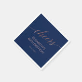 Elegante roze gouden en marineblauwe kalligrafie C Servet (Hoek)