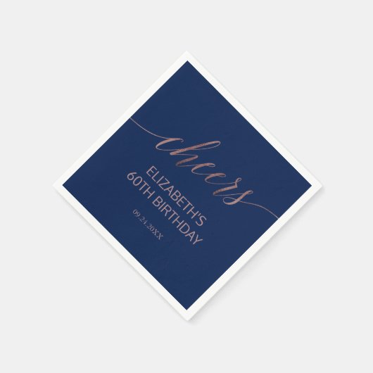 Elegante roze gouden en marineblauwe kalligrafie C Servet (Hoek)