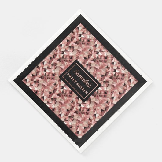 Elegante Roze Gouden en Zwarte Servetten Trendy Fe (Hoek)