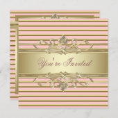 Elegante Roze Gouden Feest Uitnodigingen (Voorkant / Achterkant)