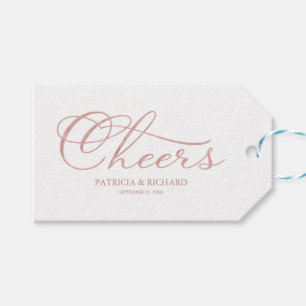 Elegante Roze Gouden Folie Cheers Wijnfles Labels Cadeaulabel