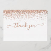 Elegante Roze Gouden Folie Script Bedankkaart Folie Uitnodiging (Voorkant)