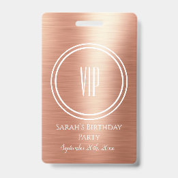 Elegante Roze Gouden Folie Verjaardagsfeest VIP To Badge