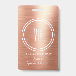 Elegante Roze Gouden Folie Verjaardagsfeest VIP To Badge