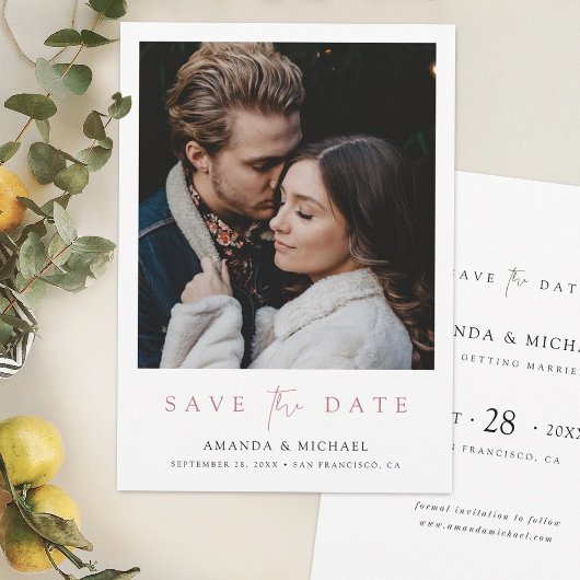 Elegante Roze Gouden Foto Save The Date