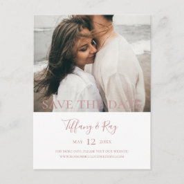 Elegante Roze Gouden Foto Save The Date Uitnodiging Briefkaart