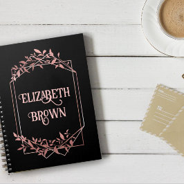 Elegante roze gouden frame laat zwart notitieboek