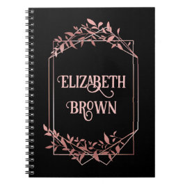 Elegante roze gouden frame laat zwart notitieboek