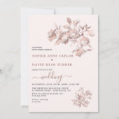 Elegante roze gouden Franse bloem toile bruiloft Kaart (Voorkant)