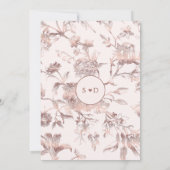 Elegante roze gouden Franse bloem toile bruiloft Kaart (Achterkant)