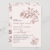 Elegante roze gouden Franse bloem toile bruiloft Kaart (Voorkant / Achterkant)