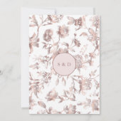 Elegante roze gouden Franse Toile bloemige bruilof Kaart (Achterkant)