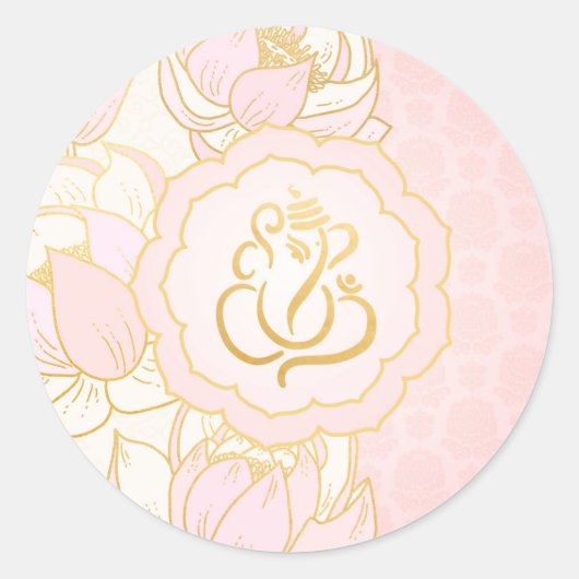 Elegante Roze Gouden Ganesh/ Hindoegod Ronde Sticker (Voorkant)