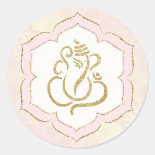 Elegante Roze Gouden Ganesh/ Indiase God Klassieke Ronde Sticker