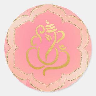 Elegante Roze Gouden Ganesh/ Indiase God  Ronde Sticker