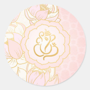 Elegante Roze Gouden Ganesh/ Indiase God Ronde Sticker