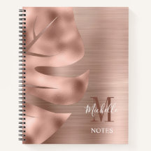 Elegante roze gouden geborstelde metalen monogram