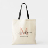 Elegante roze gouden gepersonaliseerde bruidsmeisj tote bag (Achterkant)