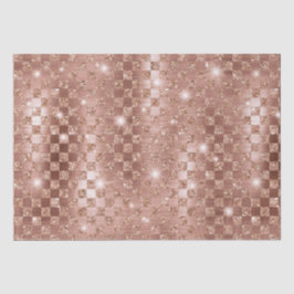 Elegante Roze Gouden Geruite Metalen Glans Tissuepapier