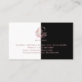 Elegante roze gouden gespleten aangepaste monogram visitekaartje (Achterkant)