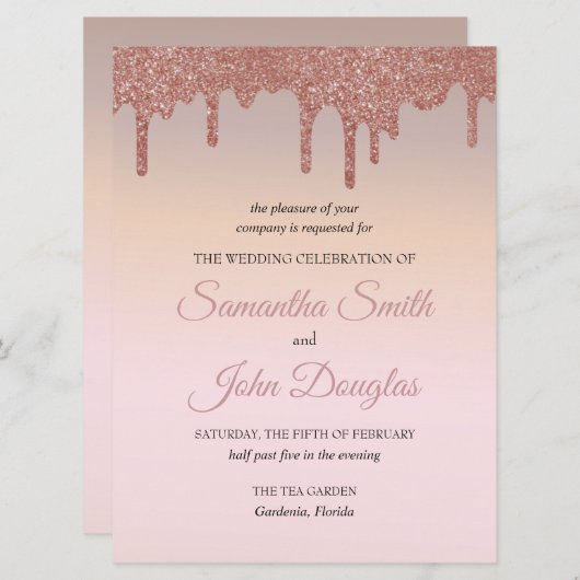 Elegante roze gouden glans, perzik en zwarte tekst (Voorkant / Achterkant)