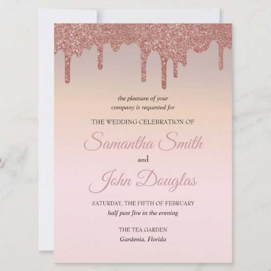 Elegante roze gouden glans, perzik en zwarte tekst (Voorkant)