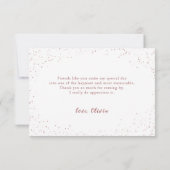 Elegante roze gouden glans roze jurk quinceañera bedankkaart (Achterkant)