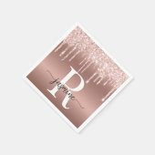 Elegante roze gouden glinster druppels metaal mono servet (Hoek)