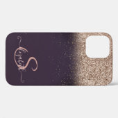 Elegante roze gouden glinster ombre, monogram Case-Mate iPhone case (Achterkant (horizontaal))