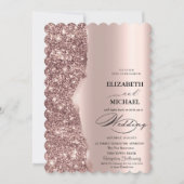 Elegante roze gouden glinster schrift bruiloft kaart (Voorkant)