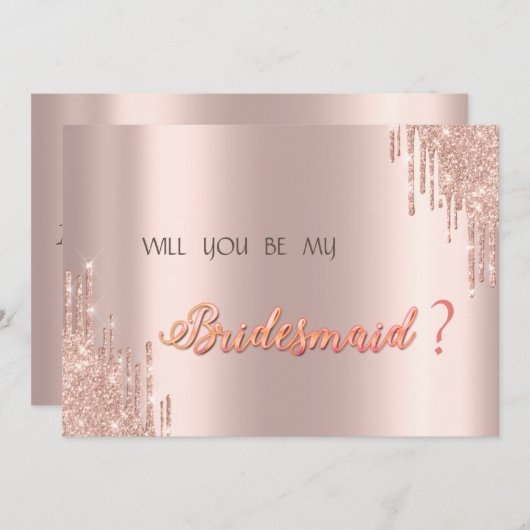 Elegante roze gouden glinsterdruppels kaart (Voorkant / Achterkant)