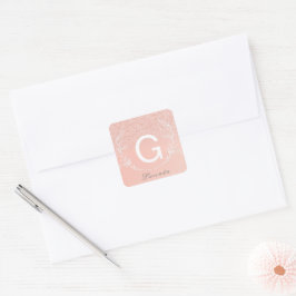Elegante roze gouden glinsterende monogram sticker