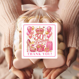 Elegante Roze Gouden Glitter 30e Verjaardagssticke Vierkante Sticker
