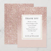 Elegante Roze Gouden Glitter Baby Shower Gedicht Bedankkaart (Voorkant / Achterkant)