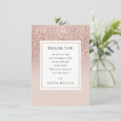Elegante Roze Gouden Glitter Baby Shower Gedicht Bedankkaart (Staand voorkant)