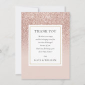 Elegante Roze Gouden Glitter Baby Shower Gedicht Bedankkaart (Voorkant)