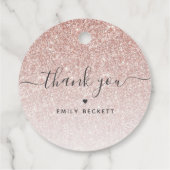 Elegante Roze Gouden Glitter Bedankt Bedankjes Labels (Achterkant)