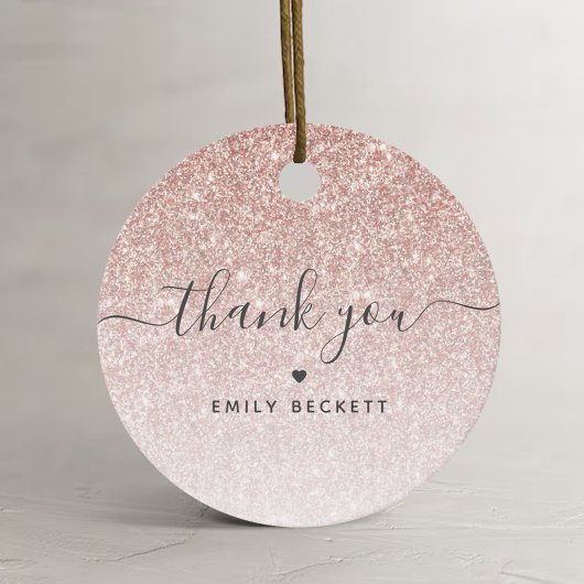 Elegante Roze Gouden Glitter Bedankt Bedankjes Labels