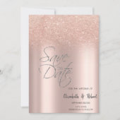 Elegante Roze Gouden Glitter Bokeh Bewaar de Datum Save The Date (Voorkant)