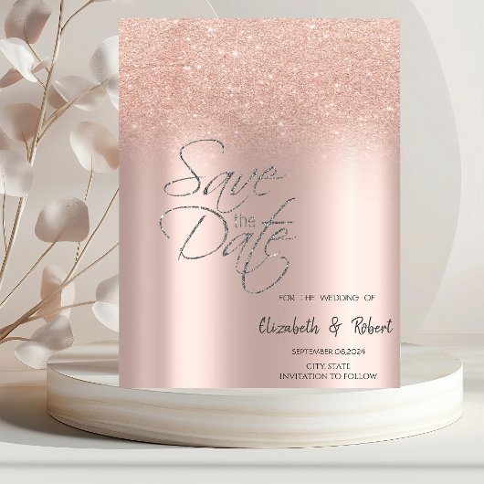 Elegante Roze Gouden Glitter Bokeh Bewaar de Datum Save The Date