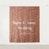 Elegante roze gouden glitter bruiloft achtergrond wandkleed (Voorkant)