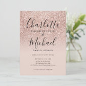 Elegante Roze Gouden Glitter Bruiloft Kaart (Staand voorkant)