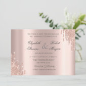 Elegante Roze Gouden Glitter Bruiloft Kaart (Staand voorkant)