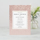 Elegante Roze Gouden Glitter Bruiloftsfeest Kaart (Staand voorkant)