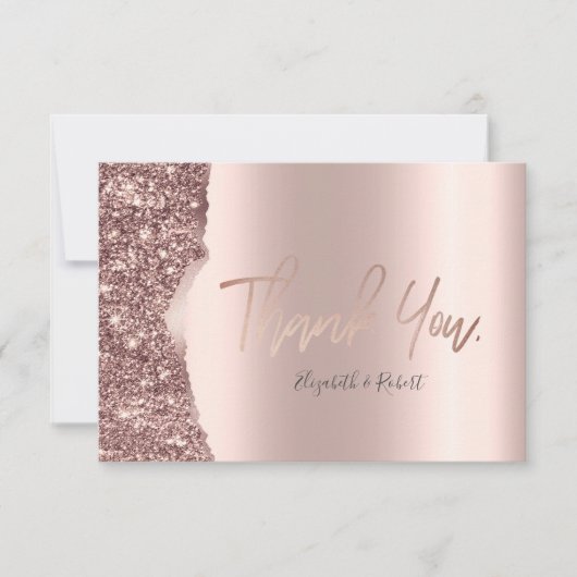 Elegante Roze Gouden Glitter Drips Bedankkaart (Voorkant)