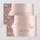 Elegante Roze Gouden Glitter Drips Bedankkaart (Voorkant / Achterkant)