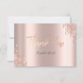 Elegante Roze Gouden Glitter Drips Bedankkaart (Voorkant)