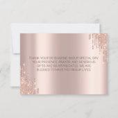 Elegante Roze Gouden Glitter Drips Bedankkaart (Achterkant)