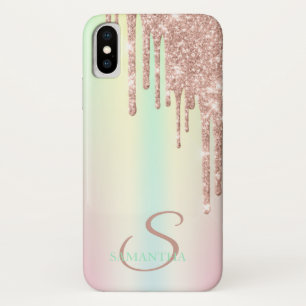 Elegante Roze Gouden Glitter Drips Ombre Case-Mate iPhone Case